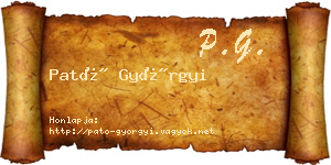 Pató Györgyi névjegykártya